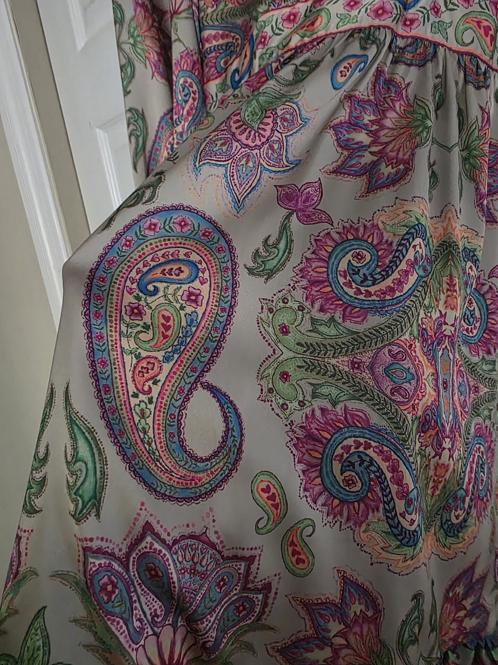SHEIN Paisley Mini Dress in Cream with Pink and Green Accents - Picture 3 of 3